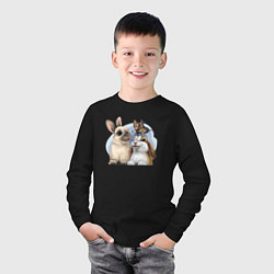 Лонгслив хлопковый детский Влюбленные кролики, цвет: черный — фото 2