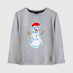 Лонгслив хлопковый детский Мультяшный новогодний снеговик, цвет: меланж
