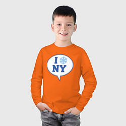 Лонгслив хлопковый детский I love New Year - slogan, цвет: оранжевый — фото 2