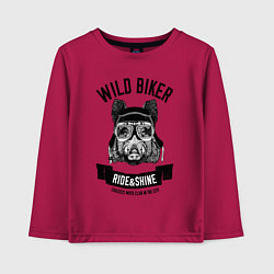 Детский лонгслив Дикий байкер кабан