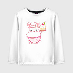 Лонгслив хлопковый детский Круглый кролик с кексом, цвет: белый