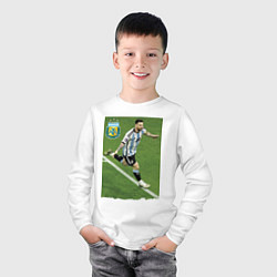 Лонгслив хлопковый детский Argentina - Lionel Messi - world champion, цвет: белый — фото 2