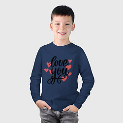 Лонгслив хлопковый детский Love U, цвет: тёмно-синий — фото 2