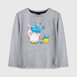 Лонгслив хлопковый детский Зайчик купается, цвет: меланж