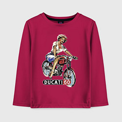 Лонгслив хлопковый детский Красивая девушка на мотоцикле Ducati - retro, цвет: маджента