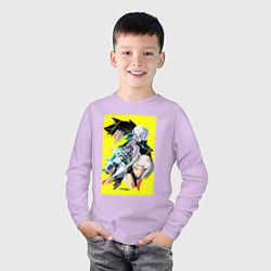 Лонгслив хлопковый детский Киберпанк Арт, цвет: лаванда — фото 2