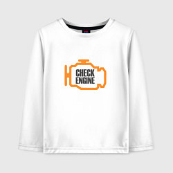Лонгслив хлопковый детский Check engine, цвет: белый