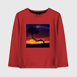Лонгслив хлопковый детский Пиксельный закат в Африке, цвет: красный