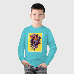 Лонгслив хлопковый детский Бразильский футболист Пеле, цвет: бирюзовый — фото 2