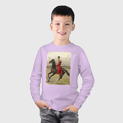Лонгслив хлопковый детский Николай II на коне, цвет: лаванда — фото 2