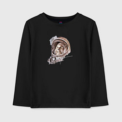 Лонгслив хлопковый детский Юрий Гагарин с автографом, цвет: черный