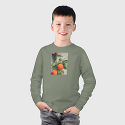 Лонгслив хлопковый детский Абрикос арт, цвет: авокадо — фото 2