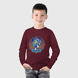 Лонгслив хлопковый детский Boy on a skateboard, цвет: меланж-бордовый — фото 2