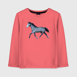 Лонгслив хлопковый детский Голштинская лошадь, цвет: коралловый