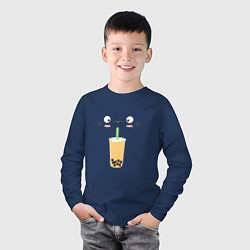 Лонгслив хлопковый детский Тоторо с напитком, цвет: тёмно-синий — фото 2