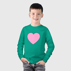 Лонгслив хлопковый детский Большое розовое сердечко, цвет: зеленый — фото 2