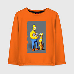 Детский лонгслив Homer Simpson and cats - нейросеть арт