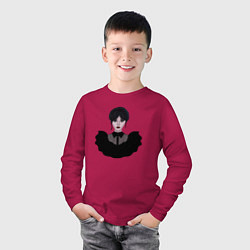 Лонгслив хлопковый детский Уэнсдэй Адамс арт, цвет: маджента — фото 2