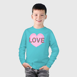 Лонгслив хлопковый детский Сердце для влюбленных, цвет: бирюзовый — фото 2