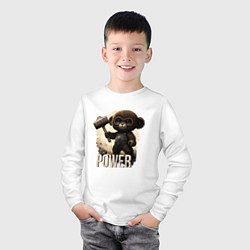 Лонгслив хлопковый детский Animal power, цвет: белый — фото 2