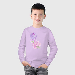 Лонгслив хлопковый детский Абстрактная рука и цветок, цвет: лаванда — фото 2