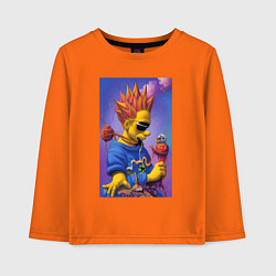 Лонгслив хлопковый детский Bart Simpson - нейросеть - сюрреализм, цвет: оранжевый