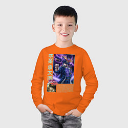 Лонгслив хлопковый детский Джотаро и стар платинум, цвет: оранжевый — фото 2