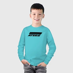 Лонгслив хлопковый детский Ateez big logo, цвет: бирюзовый — фото 2