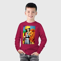 Лонгслив хлопковый детский Salvador Dali and lion, цвет: маджента — фото 2