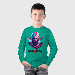 Лонгслив хлопковый детский God of War, Kratos, цвет: зеленый — фото 2