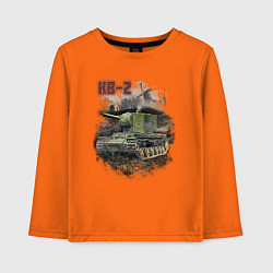 Лонгслив хлопковый детский В бой на КВ-2, цвет: оранжевый