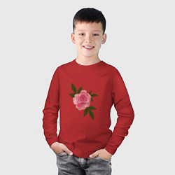 Лонгслив хлопковый детский Размытая акварельная роза, цвет: красный — фото 2