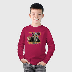 Лонгслив хлопковый детский Джотаро Куджо со стендом, цвет: маджента — фото 2