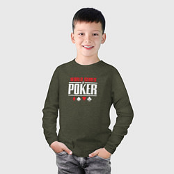 Лонгслив хлопковый детский Мировая серия покера, цвет: меланж-хаки — фото 2