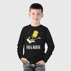 Лонгслив хлопковый детский Papa Roach Барт Симпсон рокер, цвет: черный — фото 2