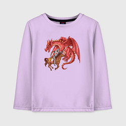 Лонгслив хлопковый детский Рыцарь и дракон, цвет: лаванда