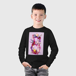 Лонгслив хлопковый детский Восемь из цветов, цвет: черный — фото 2