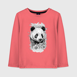Лонгслив хлопковый детский Панда в листве, цвет: коралловый