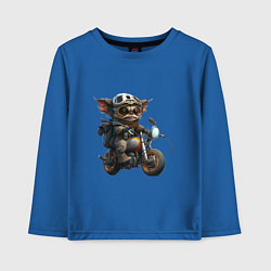 Лонгслив хлопковый детский Ушастый мотоциклист, цвет: синий