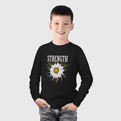 Лонгслив хлопковый детский Strength, цвет: черный — фото 2