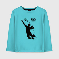 Лонгслив хлопковый детский FIVB - международная федерация волейбола, цвет: бирюзовый