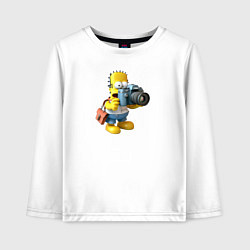 Лонгслив хлопковый детский Гомер фотограф, цвет: белый