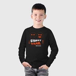 Лонгслив хлопковый детский Street wear, цвет: черный — фото 2
