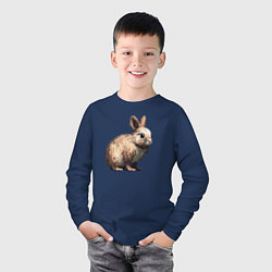 Лонгслив хлопковый детский Заяц в пикселях, цвет: тёмно-синий — фото 2
