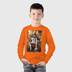 Лонгслив хлопковый детский Футболист лионель месси, цвет: оранжевый — фото 2
