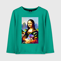 Лонгслив хлопковый детский Mona Lisa with baby dragon, цвет: зеленый