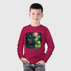 Лонгслив хлопковый детский Мистический персонаж в бамбуковой роще, цвет: маджента — фото 2