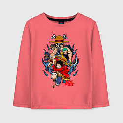 Лонгслив хлопковый детский One Piece run, цвет: коралловый