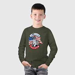 Лонгслив хлопковый детский American freedom, цвет: меланж-хаки — фото 2