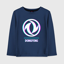 Лонгслив хлопковый детский Значок Dongfeng в стиле glitch, цвет: тёмно-синий